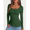 image:imageANRABESS Women Long Sleeve Thermal Shirts Scoop Neck Top  Fleece Lined Warm Layer Undershirt Soft Slim Fit Casual Basic Cute Top 2026 Fall Winter Clothes Daily WearDeep Green