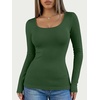 image:imageANRABESS Women Long Sleeve Thermal Shirts Scoop Neck Top  Fleece Lined Warm Layer Undershirt Soft Slim Fit Casual Basic Cute Top 2026 Fall Winter Clothes Daily WearDeep Green