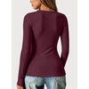 image:imageANRABESS Women Long Sleeve Thermal Shirts Scoop Neck Top  Fleece Lined Warm Layer Undershirt Soft Slim Fit Casual Basic Cute Top 2026 Fall Winter Clothes Daily WearDeep Red