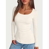 image:imageANRABESS Women Long Sleeve Thermal Shirts Scoop Neck Top  Fleece Lined Warm Layer Undershirt Soft Slim Fit Casual Basic Cute Top 2026 Fall Winter Clothes Daily WearBeige