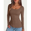 image:imageANRABESS Women Long Sleeve Thermal Shirts Scoop Neck Top  Fleece Lined Warm Layer Undershirt Soft Slim Fit Casual Basic Cute Top 2026 Fall Winter Clothes Daily WearCoffee