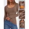 image:imageANRABESS Women Long Sleeve Thermal Shirts Scoop Neck Top  Fleece Lined Warm Layer Undershirt Soft Slim Fit Casual Basic Cute Top 2026 Fall Winter Clothes Daily WearCoffee
