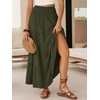 image:imageANRABESS Womens Maxi Skirts Elastic High Waist ALine Tiered Long Flowy Boho Skirts Summer Casual Beach amp Vacation WearArmy Green