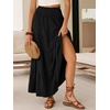 image:imageANRABESS Womens Maxi Skirts Elastic High Waist ALine Tiered Long Flowy Boho Skirts Summer Casual Beach amp Vacation WearBlack