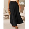 image:imageANRABESS Womens Maxi Skirts Elastic High Waist ALine Tiered Long Flowy Boho Skirts Summer Casual Beach amp Vacation WearBlack