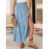 image:imageANRABESS Womens Maxi Skirts Elastic High Waist ALine Tiered Long Flowy Boho Skirts Summer Casual Beach amp Vacation WearBright Blue