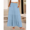 image:imageANRABESS Womens Maxi Skirts Elastic High Waist ALine Tiered Long Flowy Boho Skirts Summer Casual Beach amp Vacation WearBright Blue