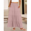 image:imageANRABESS Womens Maxi Skirts Elastic High Waist ALine Tiered Long Flowy Boho Skirts Summer Casual Beach amp Vacation WearBright Pink