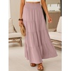 image:imageANRABESS Womens Maxi Skirts Elastic High Waist ALine Tiered Long Flowy Boho Skirts Summer Casual Beach amp Vacation WearBright Pink