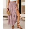 image:imageANRABESS Womens Maxi Skirts Elastic High Waist ALine Tiered Long Flowy Boho Skirts Summer Casual Beach amp Vacation WearBright Pink