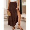 image:imageANRABESS Womens Maxi Skirts Elastic High Waist ALine Tiered Long Flowy Boho Skirts Summer Casual Beach amp Vacation WearCoffee