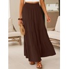 image:imageANRABESS Womens Maxi Skirts Elastic High Waist ALine Tiered Long Flowy Boho Skirts Summer Casual Beach amp Vacation WearCoffee