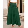 image:imageANRABESS Womens Maxi Skirts Elastic High Waist ALine Tiered Long Flowy Boho Skirts Summer Casual Beach amp Vacation WearForest Green