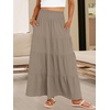 image:imageANRABESS Womens Maxi Skirts Elastic High Waist ALine Tiered Long Flowy Boho Skirts Summer Casual Beach amp Vacation WearLight Camel