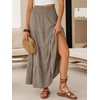 image:imageANRABESS Womens Maxi Skirts Elastic High Waist ALine Tiered Long Flowy Boho Skirts Summer Casual Beach amp Vacation WearLight Camel