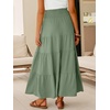 image:imageANRABESS Womens Maxi Skirts Elastic High Waist ALine Tiered Long Flowy Boho Skirts Summer Casual Beach amp Vacation WearLight Green