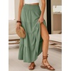 image:imageANRABESS Womens Maxi Skirts Elastic High Waist ALine Tiered Long Flowy Boho Skirts Summer Casual Beach amp Vacation WearLight Green