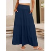 image:imageANRABESS Womens Maxi Skirts Elastic High Waist ALine Tiered Long Flowy Boho Skirts Summer Casual Beach amp Vacation WearNavy Blue