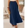 image:imageANRABESS Womens Maxi Skirts Elastic High Waist ALine Tiered Long Flowy Boho Skirts Summer Casual Beach amp Vacation WearNavy Blue