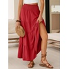 image:imageANRABESS Womens Maxi Skirts Elastic High Waist ALine Tiered Long Flowy Boho Skirts Summer Casual Beach amp Vacation WearRed