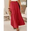 image:imageANRABESS Womens Maxi Skirts Elastic High Waist ALine Tiered Long Flowy Boho Skirts Summer Casual Beach amp Vacation WearRed