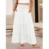 image:imageANRABESS Womens Maxi Skirts Elastic High Waist ALine Tiered Long Flowy Boho Skirts Summer Casual Beach amp Vacation WearWhite