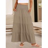image:imageANRABESS Womens Maxi Skirts Elastic High Waist ALine Tiered Long Flowy Boho Skirts Summer Casual Beach amp Vacation WearYellow Khaki