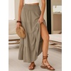 image:imageANRABESS Womens Maxi Skirts Elastic High Waist ALine Tiered Long Flowy Boho Skirts Summer Casual Beach amp Vacation WearYellow Khaki