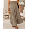 image:imageANRABESS Womens Maxi Skirts Elastic High Waist ALine Tiered Long Flowy Boho Skirts Summer Casual Beach amp Vacation WearYellow Khaki