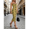 image:imageANRABESS Womens Semi Formal Bodycon Floral Midi Dresses  Soft Stretchy Fabrics Adjustable Spaghetti Strap Dress Elegant Sexy  Spring Summer CocktailampWedding GuestampParty OutfitsYellow