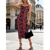 image:imageANRABESS Womens Semi Formal Bodycon Floral Midi Dresses  Soft Stretchy Fabrics Adjustable Spaghetti Strap Dress Elegant Sexy  Spring Summer CocktailampWedding GuestampParty OutfitsBurgundy