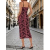 image:imageANRABESS Womens Semi Formal Bodycon Floral Midi Dresses  Soft Stretchy Fabrics Adjustable Spaghetti Strap Dress Elegant Sexy  Spring Summer CocktailampWedding GuestampParty OutfitsBurgundy