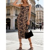 image:imageANRABESS Womens Semi Formal Bodycon Floral Midi Dresses  Soft Stretchy Fabrics Adjustable Spaghetti Strap Dress Elegant Sexy  Spring Summer CocktailampWedding GuestampParty OutfitsBrown