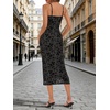 image:imageANRABESS Womens Semi Formal Bodycon Floral Midi Dresses  Soft Stretchy Fabrics Adjustable Spaghetti Strap Dress Elegant Sexy  Spring Summer CocktailampWedding GuestampParty OutfitsBlack