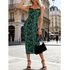 image:imageANRABESS Womens Semi Formal Bodycon Floral Midi Dresses  Soft Stretchy Fabrics Adjustable Spaghetti Strap Dress Elegant Sexy  Spring Summer CocktailampWedding GuestampParty OutfitsDeep Green