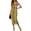 image:imageANRABESS Womens Semi Formal Bodycon Floral Midi Dresses  Soft Stretchy Fabrics Adjustable Spaghetti Strap Dress Elegant Sexy  Spring Summer CocktailampWedding GuestampParty OutfitsYellow