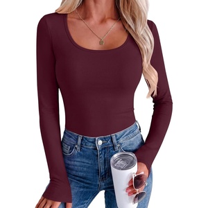 image:imageANRABESS Women Long Sleeve Thermal Shirts Scoop Neck Top  Fleece Lined Warm Layer Undershirt Soft Slim Fit Casual Basic Cute Top 2026 Fall Winter Clothes Daily WearDeep Red