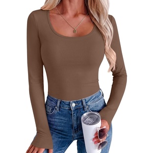 image:imageANRABESS Women Long Sleeve Thermal Shirts Scoop Neck Top  Fleece Lined Warm Layer Undershirt Soft Slim Fit Casual Basic Cute Top 2026 Fall Winter Clothes Daily WearCoffee