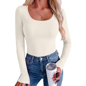 image:imageANRABESS Women Long Sleeve Thermal Shirts Scoop Neck Top  Fleece Lined Warm Layer Undershirt Soft Slim Fit Casual Basic Cute Top 2026 Fall Winter Clothes Daily WearBeige