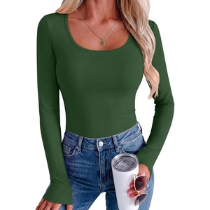 image:imageANRABESS Women Long Sleeve Thermal Shirts Scoop Neck Top  Fleece Lined Warm Layer Undershirt Soft Slim Fit Casual Basic Cute Top 2026 Fall Winter Clothes Daily WearDeep Green