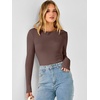image:imageANRABESS Long Sleeve Shirts for Women Thermal Fleece Tops  Crewneck Slim Fit Tshirts Soft Comfy Cozy Base Tee Casual Going Out Outfits Warm Fall Winter Layer Clothing UndershirtsRed Brown