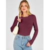 image:imageANRABESS Long Sleeve Shirts for Women Thermal Fleece Tops  Crewneck Slim Fit Tshirts Soft Comfy Cozy Base Tee Casual Going Out Outfits Warm Fall Winter Layer Clothing UndershirtsBurgundy