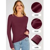 image:imageANRABESS Long Sleeve Shirts for Women Thermal Fleece Tops  Crewneck Slim Fit Tshirts Soft Comfy Cozy Base Tee Casual Going Out Outfits Warm Fall Winter Layer Clothing UndershirtsBurgundy