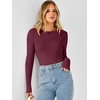 image:imageANRABESS Long Sleeve Shirts for Women Thermal Fleece Tops  Crewneck Slim Fit Tshirts Soft Comfy Cozy Base Tee Casual Going Out Outfits Warm Fall Winter Layer Clothing UndershirtsBurgundy