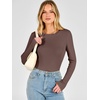 image:imageANRABESS Long Sleeve Shirts for Women Thermal Fleece Tops  Crewneck Slim Fit Tshirts Soft Comfy Cozy Base Tee Casual Going Out Outfits Warm Fall Winter Layer Clothing UndershirtsRed Brown