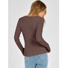 image:imageANRABESS Long Sleeve Shirts for Women Thermal Fleece Tops  Crewneck Slim Fit Tshirts Soft Comfy Cozy Base Tee Casual Going Out Outfits Warm Fall Winter Layer Clothing UndershirtsRed Brown