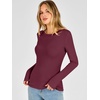 image:imageANRABESS Long Sleeve Shirts for Women Thermal Fleece Tops  Crewneck Slim Fit Tshirts Soft Comfy Cozy Base Tee Casual Going Out Outfits Warm Fall Winter Layer Clothing UndershirtsBurgundy