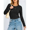 image:imageANRABESS Women Long Sleeve Floral Mesh Slim Fit Going Out Tops  Crewneck Dressy Casual ShirtSoft LightweightTextured Pattern Party Club Work Outfits 2026 Fall Spring Transition ClothesBlack