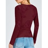 image:imageANRABESS Women Long Sleeve Floral Mesh Slim Fit Going Out Tops  Crewneck Dressy Casual ShirtSoft LightweightTextured Pattern Party Club Work Outfits 2026 Fall Spring Transition ClothesWine Red