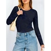 image:imageANRABESS Women Long Sleeve Floral Mesh Slim Fit Going Out Tops  Crewneck Dressy Casual ShirtSoft LightweightTextured Pattern Party Club Work Outfits 2026 Fall Spring Transition ClothesNavy Blue